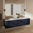 thumbnail image 2 of Lexora Home Geneva 72" Carrara Marble Top Double Vanity in Navy Blue, 2 of 11