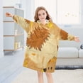thumbnail image 5 of Wearable Blanket with Sleeves and Pocket Oversized Hooded Sweatshirt 3-14 YR Brown and Yellow Colors S, 5 of 7