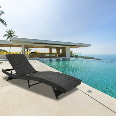 Clearance! Chaise Lounge Outdoor Patio Furniture, All-Weather Black