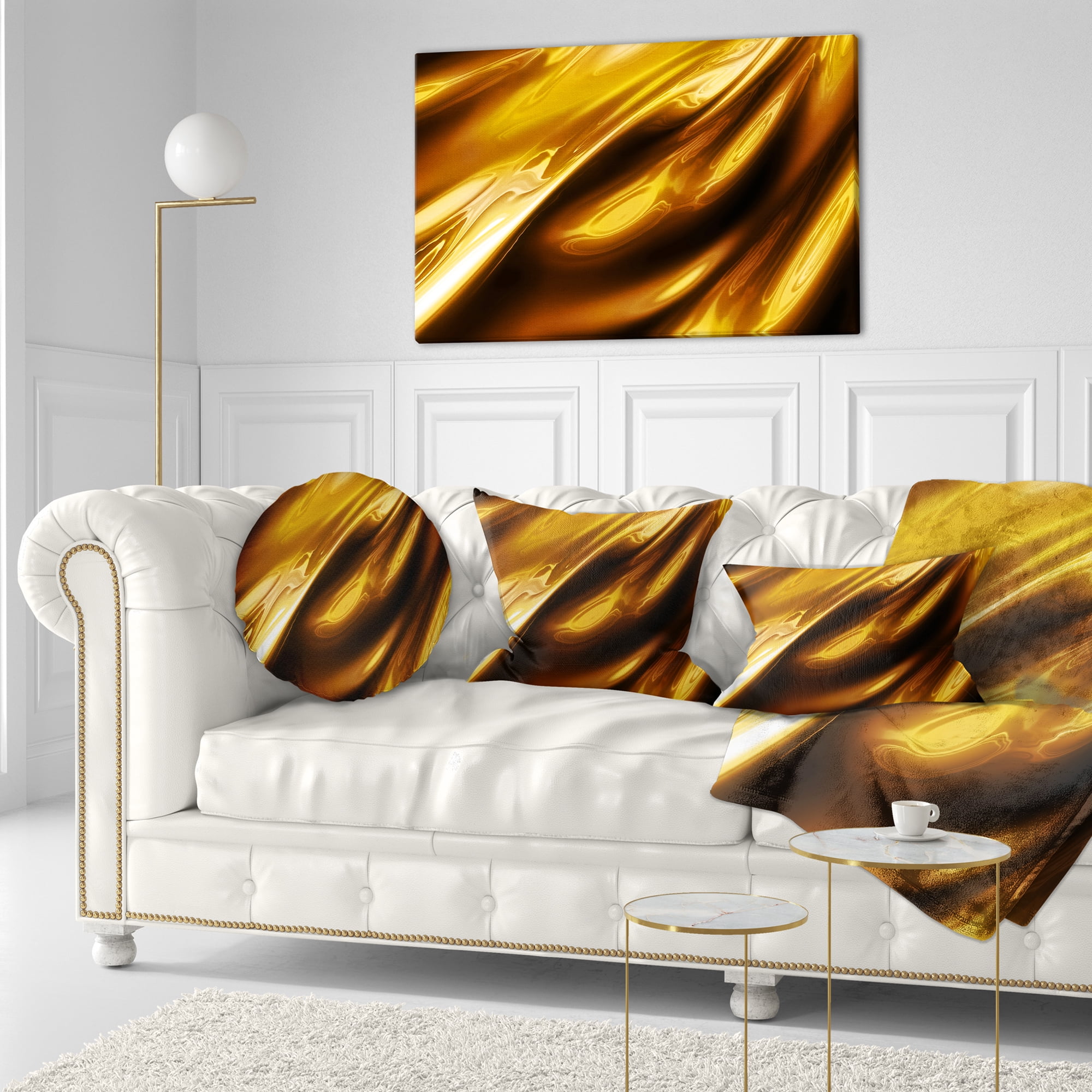 Designart Liquid Gold Texture Pattern - Abstract Throw Pillow - 12x20