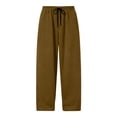 thumbnail image 5 of GrmtClth Mens Loose Fit Wide Leg Trousers Elastic Waist Drawstring Lightweight Breathable Casual Pants for Summer Vacation Brown S, 5 of 8