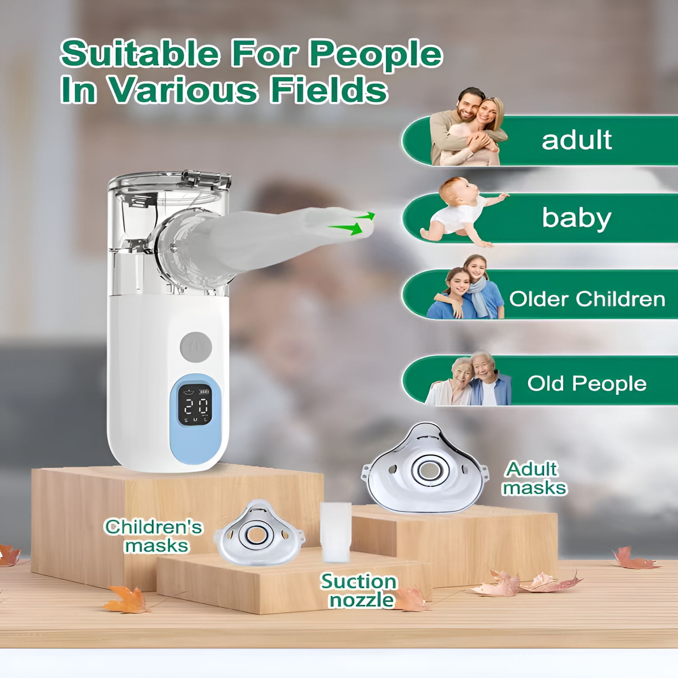 HIBIBUD Portable Humidifier Machine with LCD Display,3 Modes portable humidifiers for travel
