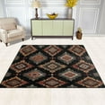 thumbnail image 3 of 80x58in Area Rug Machine Washable Floor Mats Skid-Resistant Backing Carpet for Home Kitchen Bedroom Earthy Tones Rhombus Shape, 3 of 7