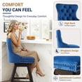 thumbnail image 4 of Swivel Bar Stools Set of 4, 26" Counter Height Bar Stools with Back, Farmhouse Velvet Barstools for 34–38" Kitchen Island, Blue (Set of 4), 4 of 10