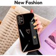 thumbnail image 2 of Compatible with Samsung Galaxy A53 6.5" 2022 Case Thin for Women Girls,Soft TPU Plating Bumper Wristband Holder Case Slim Anti-Scratch Shockproof Love Heart Cute Case(Elegant Black), 2 of 7