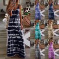 thumbnail image 1 of Robe Maxi pour Femmes Robe pour Femmes Robe à Manches Longues Femmes Col Rond Sans Manches Dégradé Teinture sur Nœuds Rayé Décontractée Bohème Robe Maxi, 1 of 1