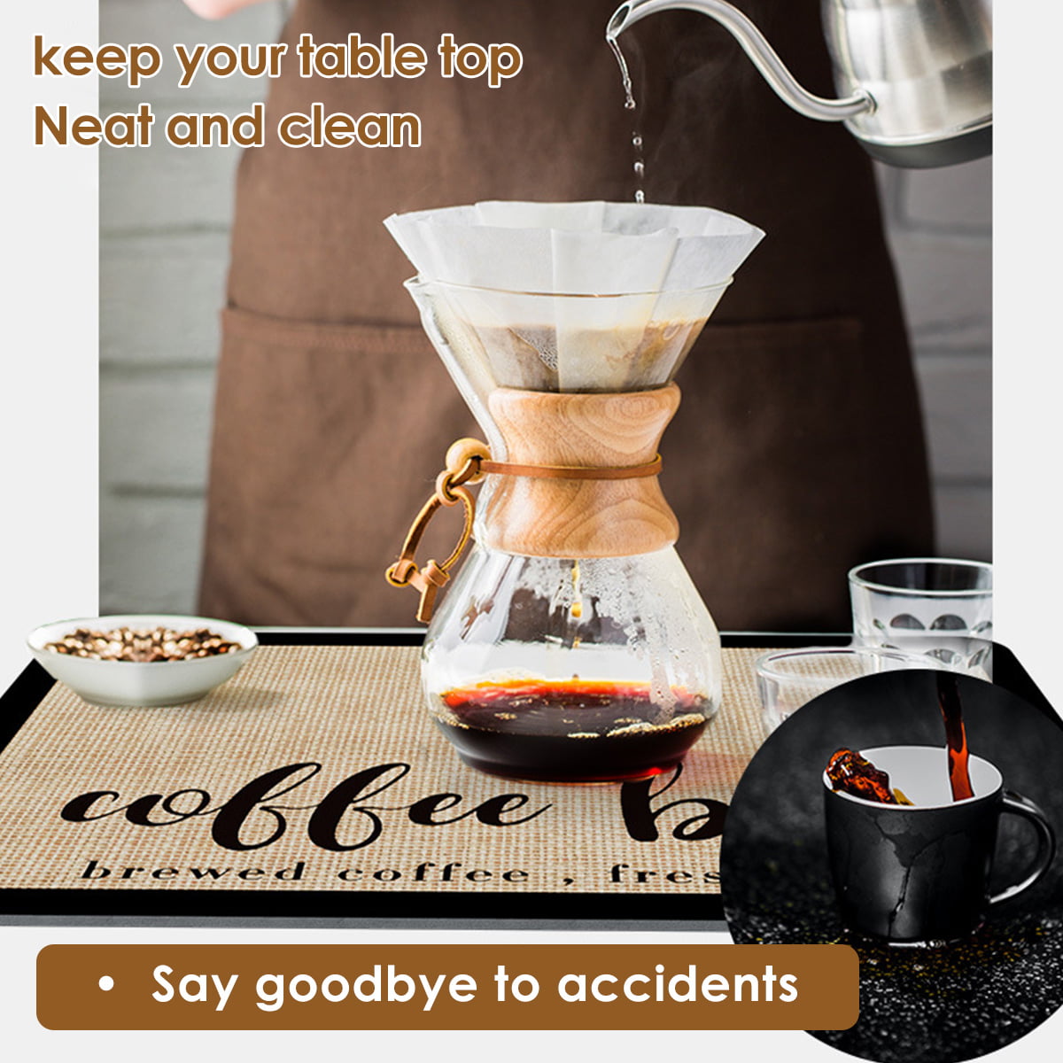 homfanseec RNAB0C61X16WN coffee mat coffee bar mat, hide stain