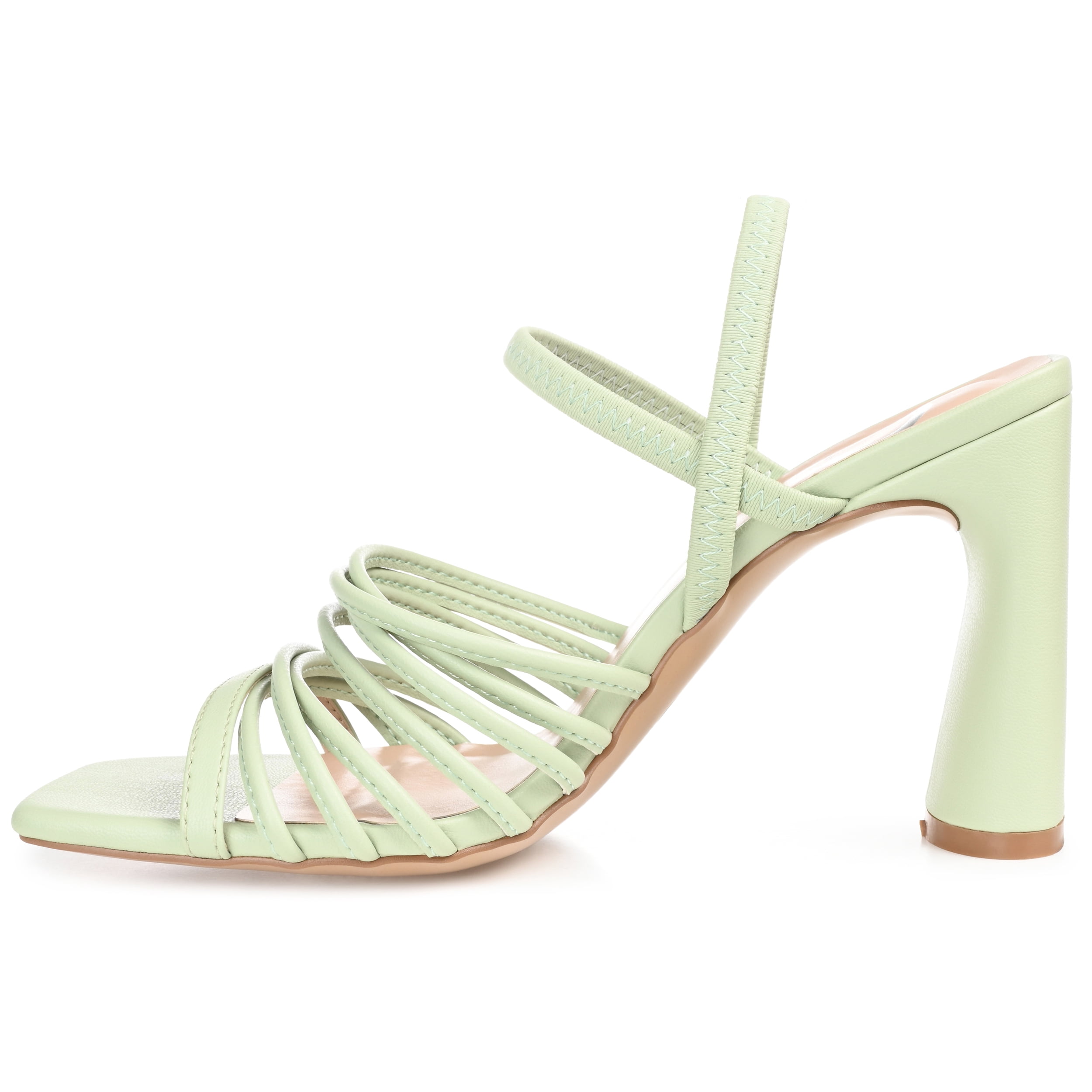 Journee Womens Hera Open Square Toe High Block Heel Sandals