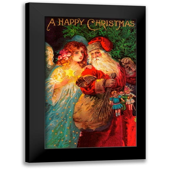 Vintage Apple Collection 10x14 Black Modern Framed Museum Art Print Titled - Happy Christmas