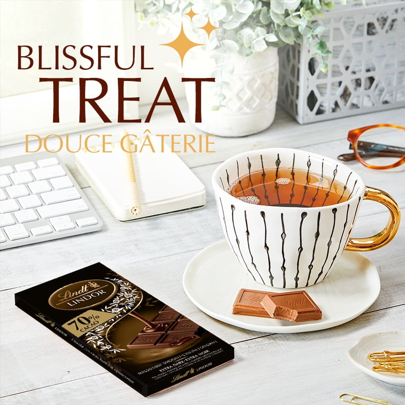 Lindt LINDOR 70% Cacao Dark Chocolate Bar, 100 Grams, 100g Chocolate Tablets