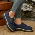 thumbnail image 2 of Women's Chunky Platform Loafers Metal Buckle Strap Slip On Dress Shoes Comfortable Non Slip Work Shoes Blue Size 8, 2 of 8