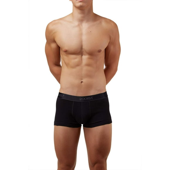 2(X)IST mens Essential Cotton No Show Trunk 3-pack Underwear, Black New Logo, Small US