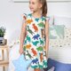 thumbnail image 4 of Balery Colorful Dinosaur Camisón de princesa para niñas, pijama de algodón con mangas abullonadas, suave y bonito.-Large, 4 of 6