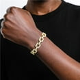thumbnail image 3 of FEEL STYLE Male 12MM Zircon Gold Plated Rolo Chain Hip Hop Bracelet for Men Women 8", 3 of 5