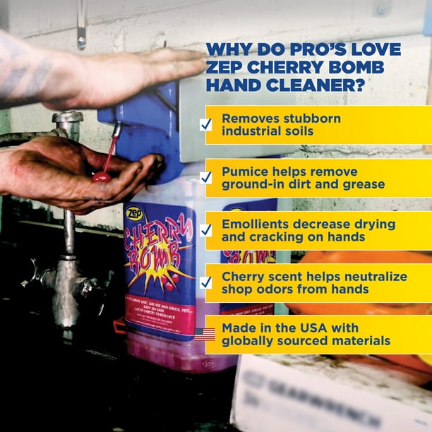 Zep Cherry Bomb Hand Cleaner & D-4000 Soap Dispenser Bundle