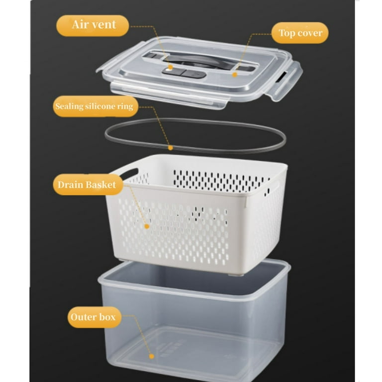 5-Pack Fruit & Vegetable Storage Containers For Fridge With Removable Colanders - 4 In 1 Produce Saver Set