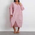thumbnail image 2 of Robe Chemise pour Femmes à Manches Longues et Col Rabattu à Rayures, 2 of 9