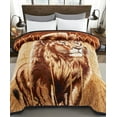thumbnail image 4 of Marina Decoration Reversible 8 LB Oversized Heavy Woven Fluffy Plush Soft Warm Korean Style Mink 2 Ply Rich Printed Animal Flannel Fleece Throw Raschel Blanket, 78 x 86 Inch Leopard Lion Pattern, 4 of 8