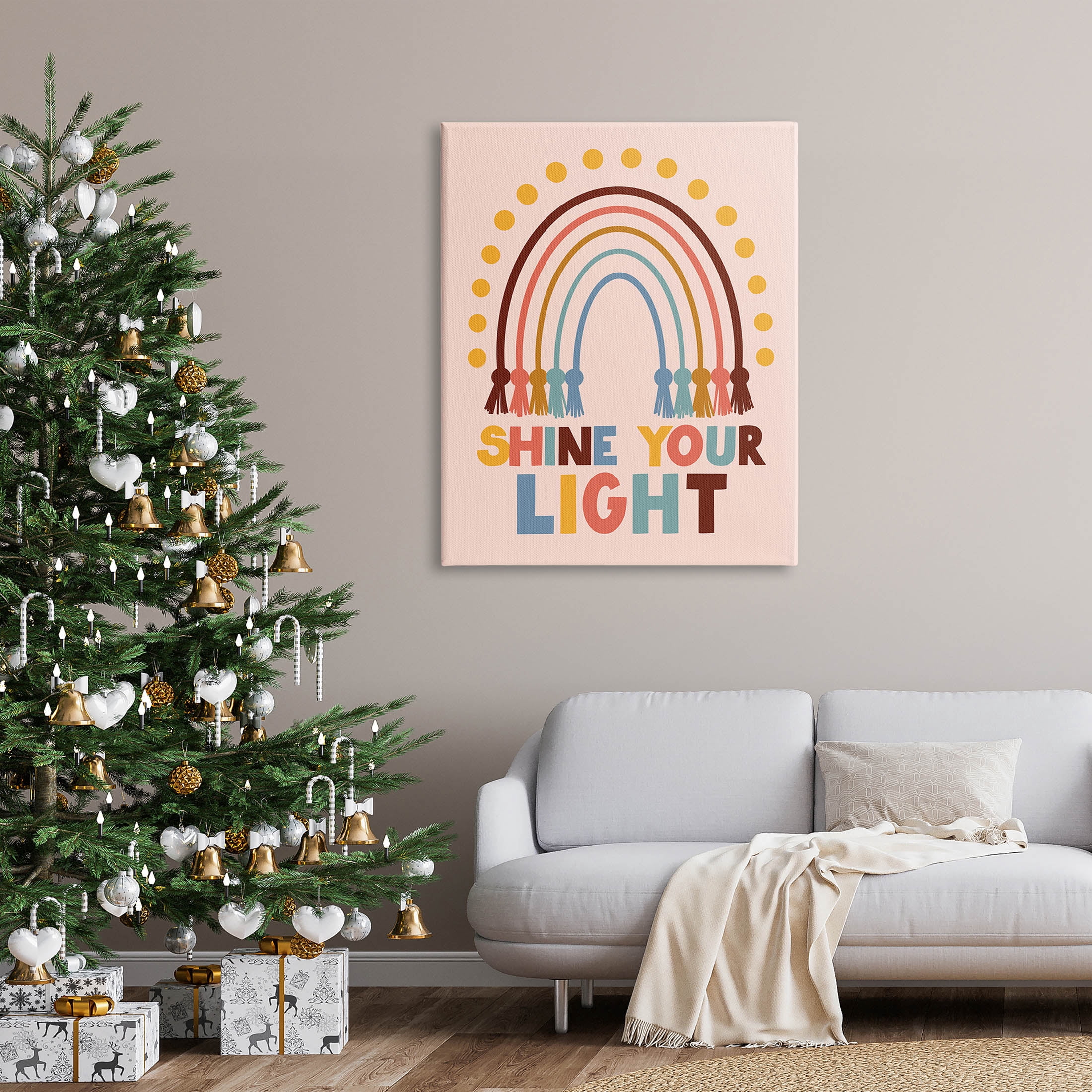 Shine Your Light Hanukkah Rainbow Holiday Graphic Art Gallery Wrapped Canvas Print Wall Art