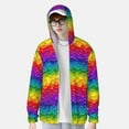 thumbnail image 2 of Fuzoiu Bright Rainbow Print Unisex Sun Protection Hoodie,UPF 50+ Light Jacket,Full Zip Sun Protection Hoodie,Long Sleeve Sun Shirts,for Outdoor Activities-Large, 2 of 7