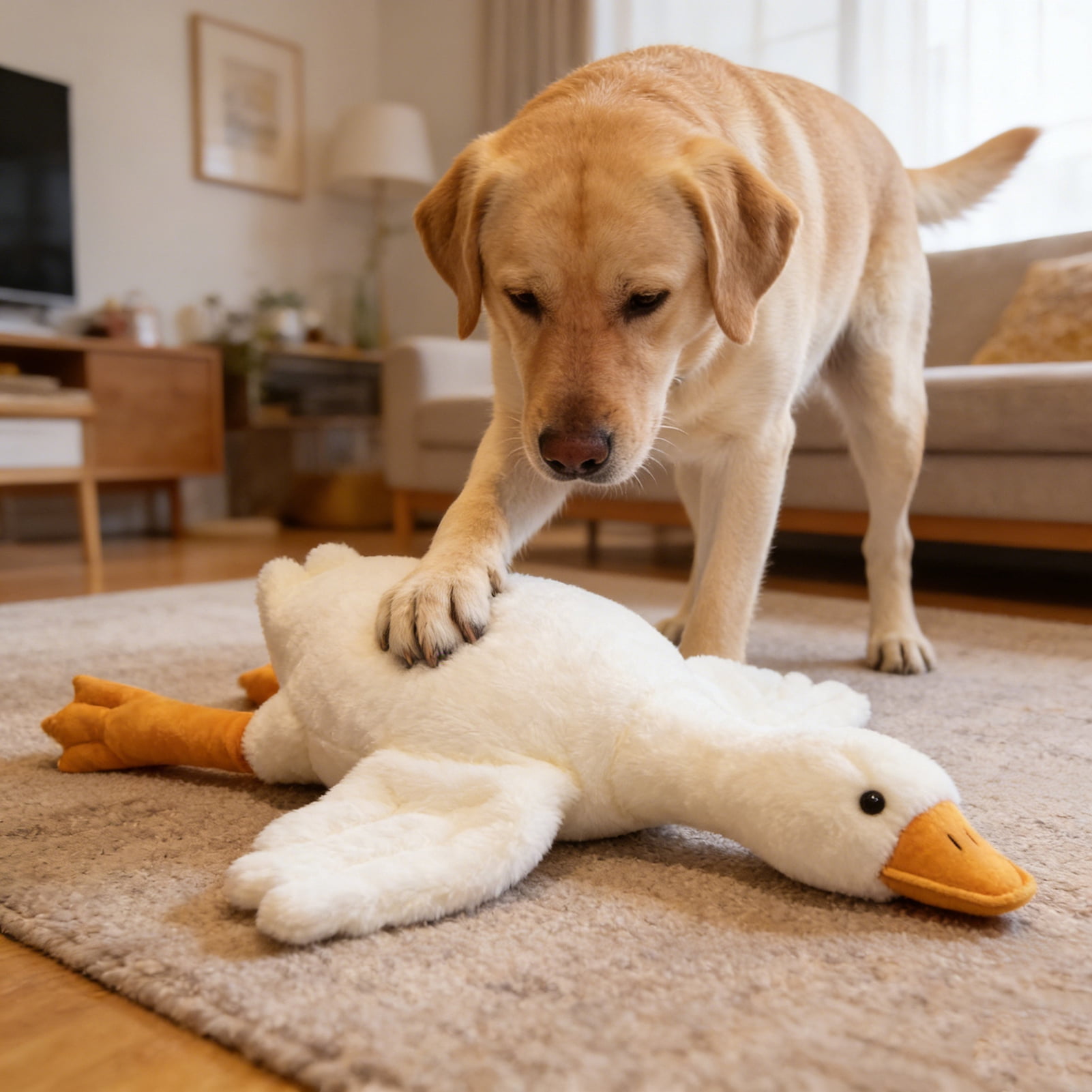 YIFAEUX Goose Plush Dog Toy Soft Stuffed Animal for Aggressive Chewers Realistic Goose Toy Interactive Dog Toy Gift for Pet Lovers