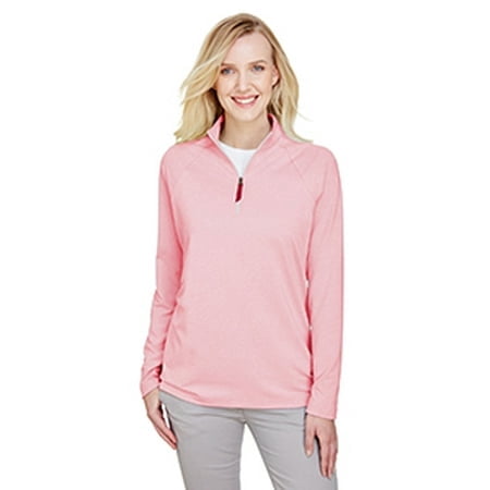 Ladies' CrownLux Performance ClubhouseMicro-Stripe Quarter-Zip - RED - XL