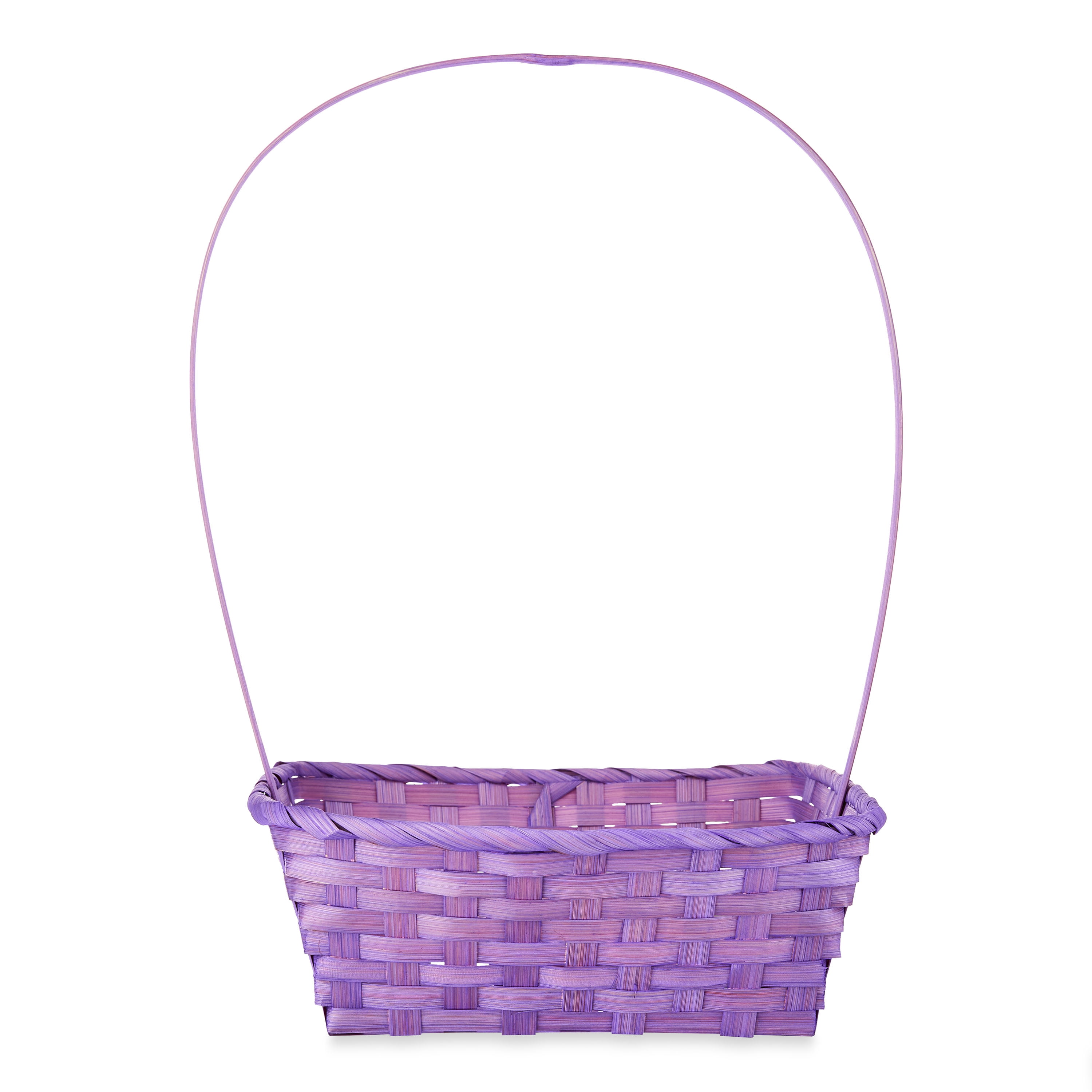 Way to Celebrate Easter Large Woven Square Bamboo Basket, Purple