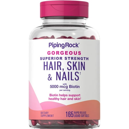 Hair Skin and Nails Vitamins | with Biotin and Moroccan Oil | 165 Softgels | Non-GMO, Gluten Free Supplement | By Piping Rock