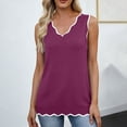 thumbnail image 2 of Admvng Womens Scallop Trim V-Neck Knit Tank Top Sleeveless Vest Casual Lightweight Camisole, 2 of 8