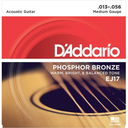 D'Addario EJ17 Phosphor Bronze Acoustic Guitar Strings, Medium, (Best Medium Acoustic Guitar Strings)
