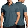 thumbnail image 2 of Men's Color-Block Stretch Polo Shirt Short-Sleeve Collared Button Placket Casual Daily Light Commute Spring & Autumn Wear,Navy,L, 2 of 6