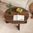 thumbnail image 6 of HOOBRO- Round Coffee Table, Walnut and Black with Symmetrically Arranged Legs, Smooth Surface for Easy Cleaning, Rounded Edges, for Living Room, Office BH88KF01, 6 of 10