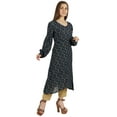 thumbnail image 2 of Moomaya Printed Full Sleeve A-Line Kurti For Women Crinkle Rayon Designer Indian Ethnic Blouse, 2 of 7