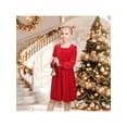 thumbnail image 4 of Sunny Fashion Girls Dress Scarlet Velvet Square Neck Puff Cuff Long Sleeve Pleated Xmas Family Winter 12 Years, 4 of 7