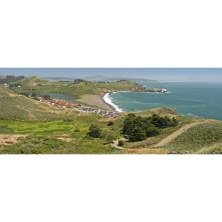 High angle view of a coast Marin Headlands Rodeo Cove San Francisco Marin County California USA Canvas Art - Panoramic Images (15 x (Best Coast San Francisco)