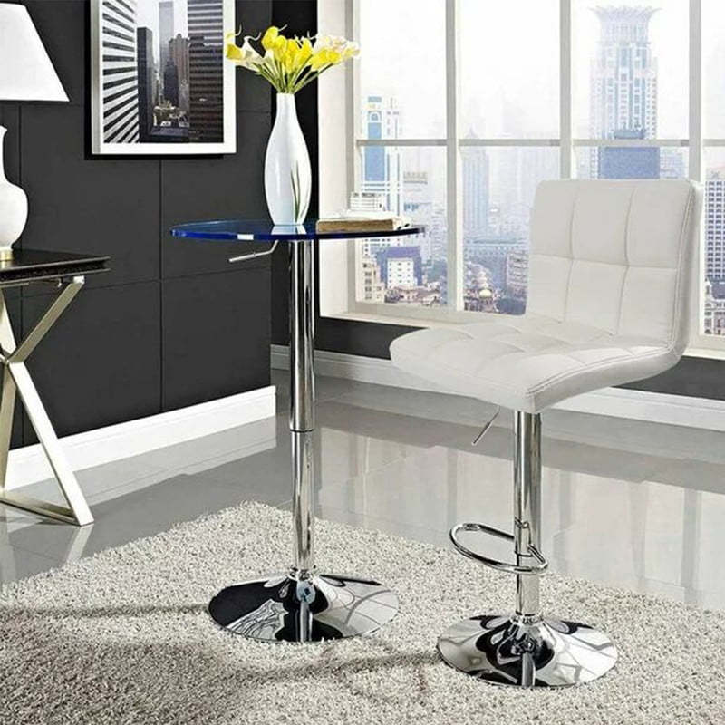 Lacoo Bar Stools Adjustable 360-Degree Swivel PU Leather Barstools with Back Set of 2, White