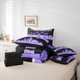 thumbnail image 4 of Cheerleading Twin Comforter Set 7PcsDance Themed Bedding Comforter Sets, Dreaming Glitters Bed in a Bag Purple Black Bedding Set, Bling Stars Bed Sheets Set Girly Sequins Sparklings Bedroom Decoration, 4 of 4