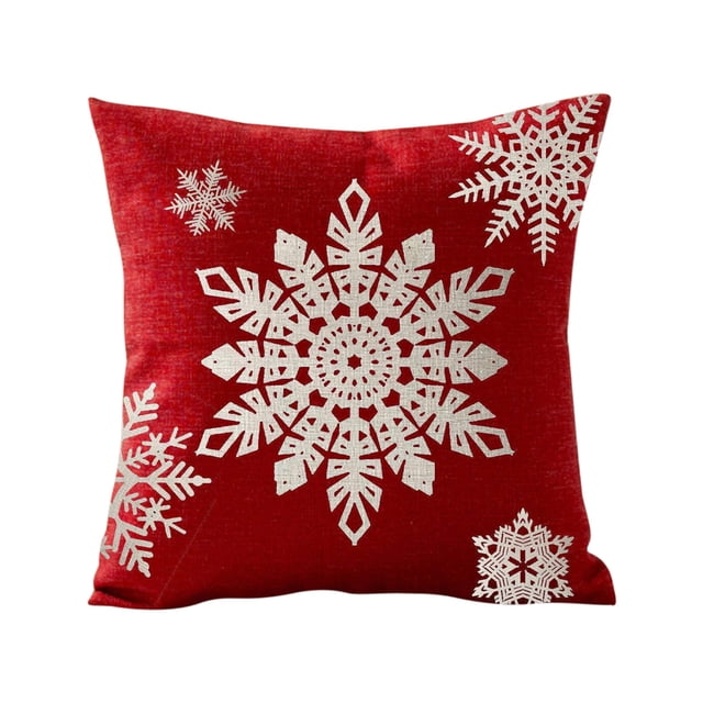 TIMIFIS Décorations de Noël Housse de Coussin Housse de Coussin de Noël, Décoration Intérieure de Noël, Coussin de Noël, Housse de Coussin, Flocon de Neige de Noël Père Noël Décoration Maison Coussin en Lin