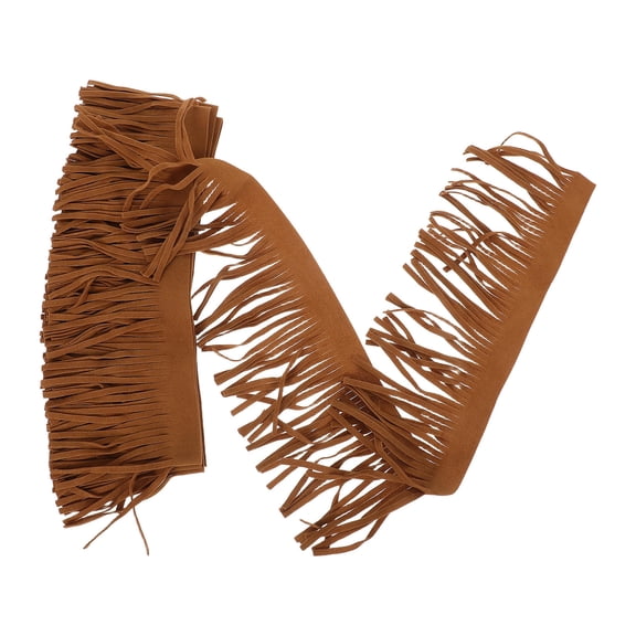Uonlytech Double Sided PU Suede Fringe Trim Soft Texture for Crafts in Brown