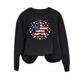 thumbnail image 5 of GaThRRgYP Soft Jersey Crew Neck Long Sleeve Top Women,Ladies Long Sleeve Round Neck Independence Day Casual Printed Top Black S, 5 of 5