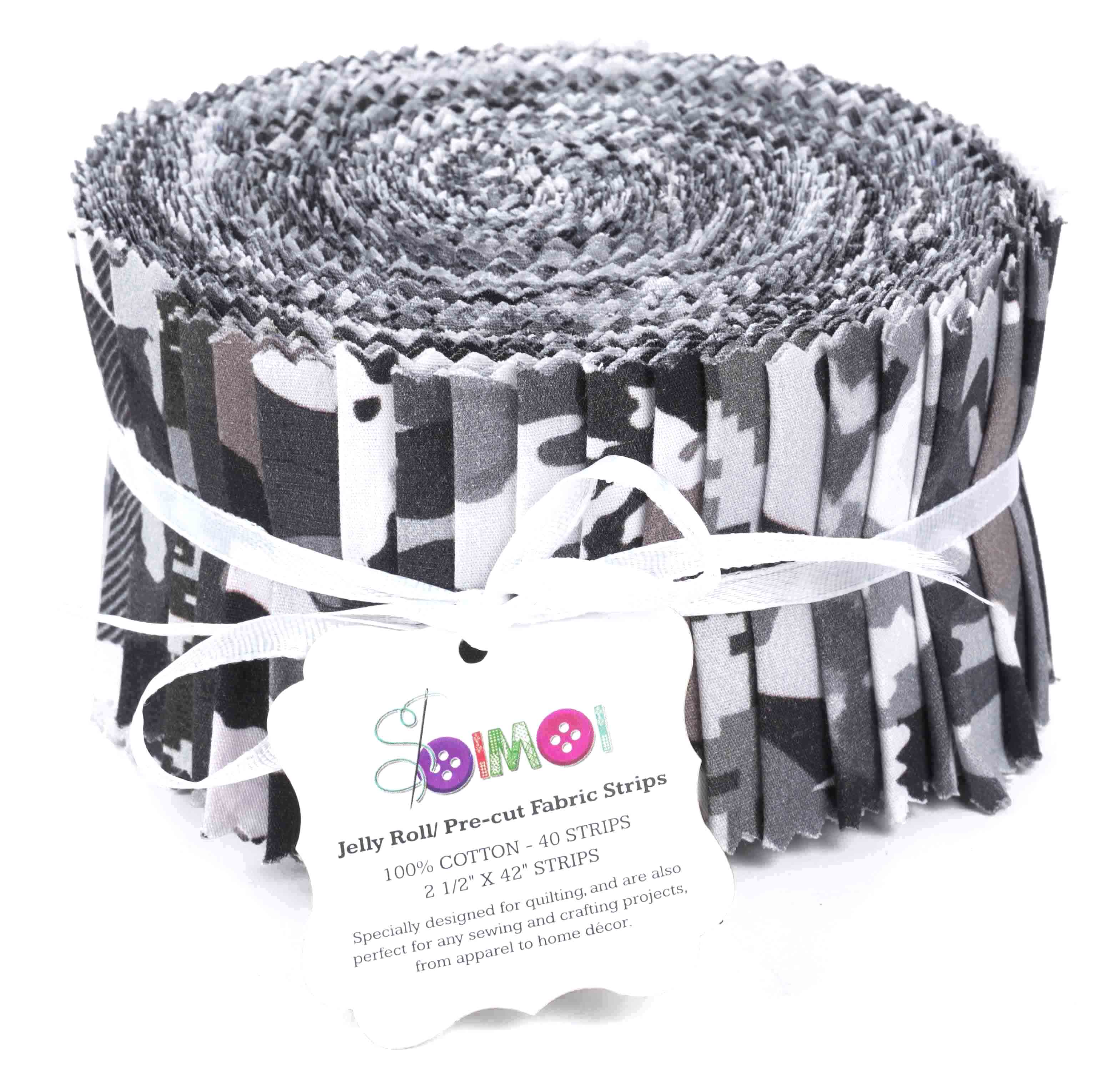 Soimoi 40Pcs Tie Dye Print Cotton Precut Fabrics For Quilting Craft Strips 2.5x42inches Jelly Roll - Black