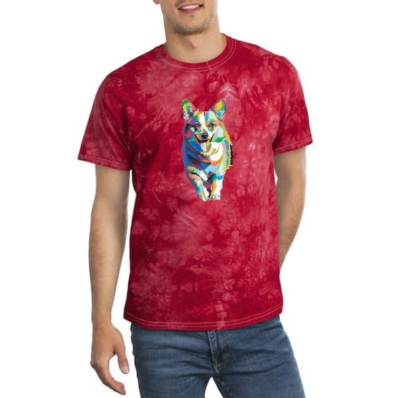 Colorful Welsh Corgi Sprinting Tie Dye Crystal Men -Image by Shutterstock, Male Large