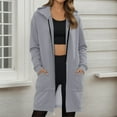 thumbnail image 2 of Dwellite Womens Long Zip Up Hoodies Long Sleeve Tunic Sweatshirts Oversized Fleece Casual 2025 Fall Jacket Coat with Pocket Light Gray L, 2 of 6