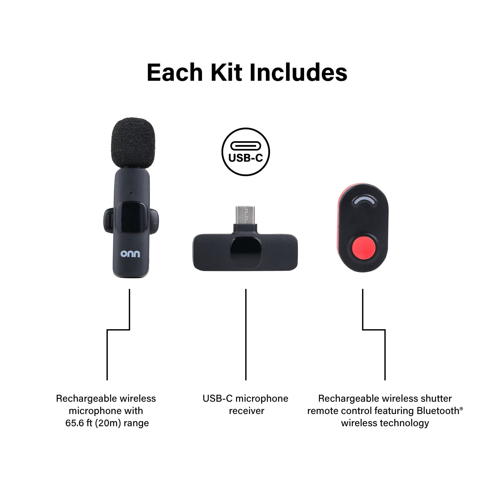 onn Portable LED Video Light Kit with Tripod Grip, Smartphone Holder & Bluetooth Remote for Vlogging, Streaming, and Photography