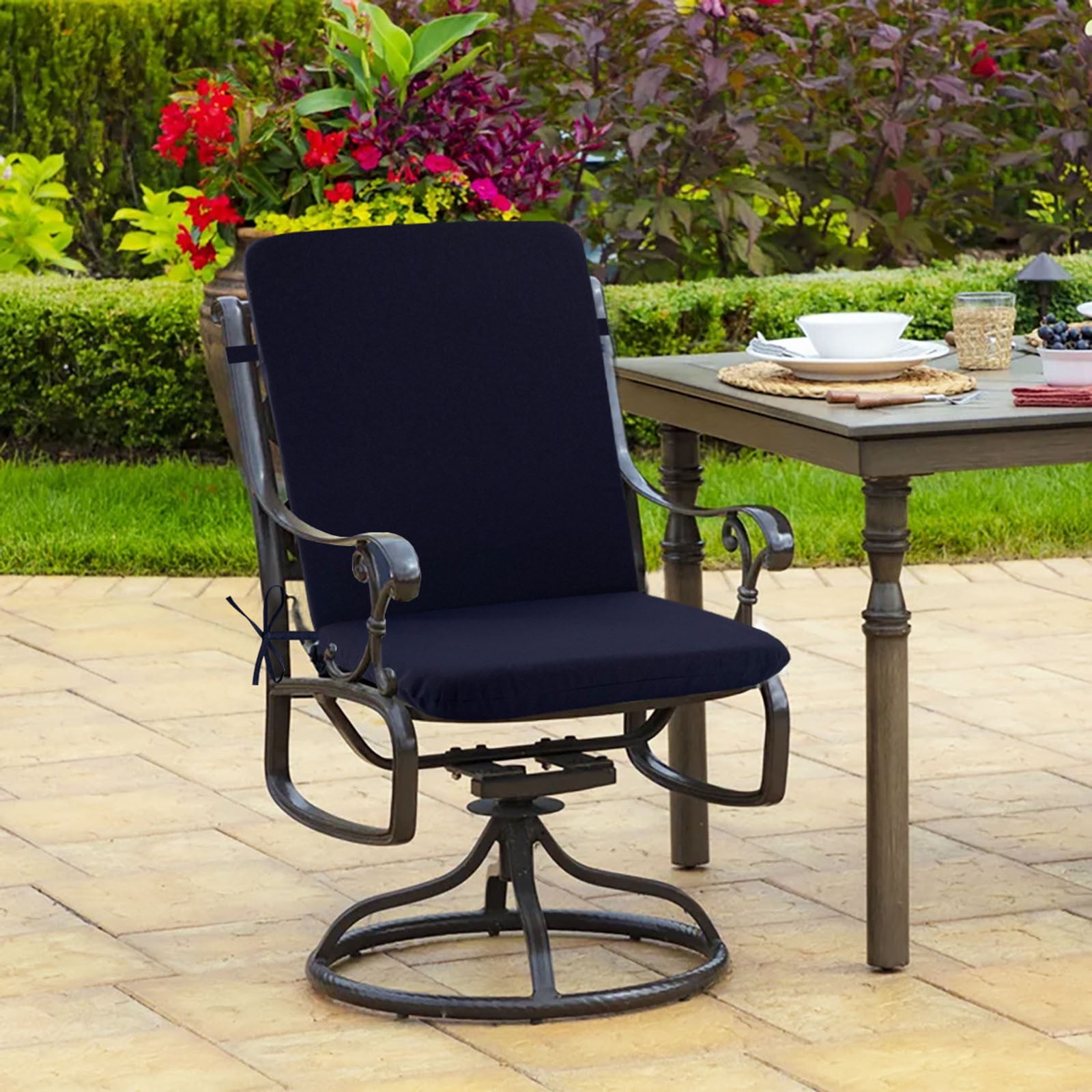 High Back Chair Cushion with Foam Fill,Waterproof,Fade-Resistant Patio Dining Chair Cushion,Indoor/Outdoor Use,Washable Chaise Lounge Seat Cushion for Lawn,Deck,and Garden Furniture