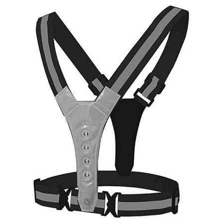 

Cine- LED Reflective Running Vest Women Men Warning Lights Safety Gear (Black)