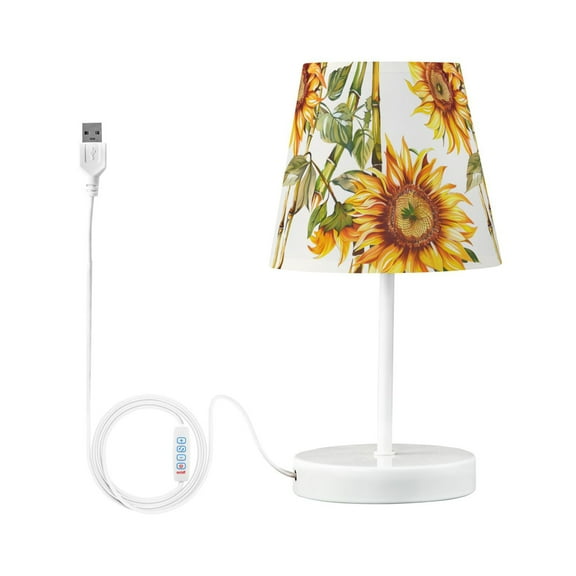 LED Desk Lamp Sunflower and Bamboo Table Nightstand Lamps with 3 Color Temperatures for Home Bedroom Living Room Decor 6x11