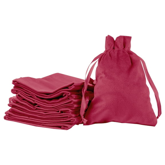 Koyal Wholesale 5" x 7" Burgundy Velvet Drawstring Favor Bags, 25-Pack