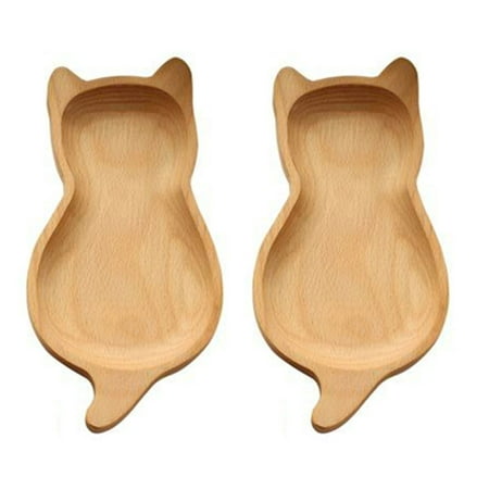 

2 Pcs Adorable Cat Shape Beech Plate Cartoon Dish Plate Japanese Style Tray Food Tray Kitchen Supplies for Dessert Snacks Candy