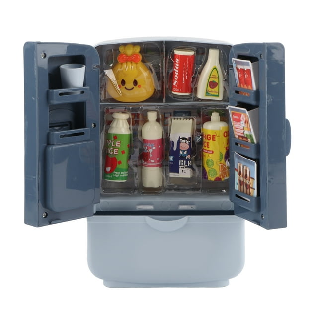 Jouet Petit Chef, Améliore l'Expérience Jeu Parfait Mini Frigo Jouet Cloison Interne Rangement pour Plus de 3 Ans pour Enfant Cadeau pour Enfant Jouet Bleu,Rose